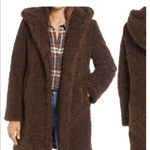 SAM EDELMAN Hooded Faux Shearling Teddy Coat